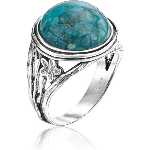 Jewelry - Women's Vintage Antique 925 Sterling Silver Statement Green Round  Ring